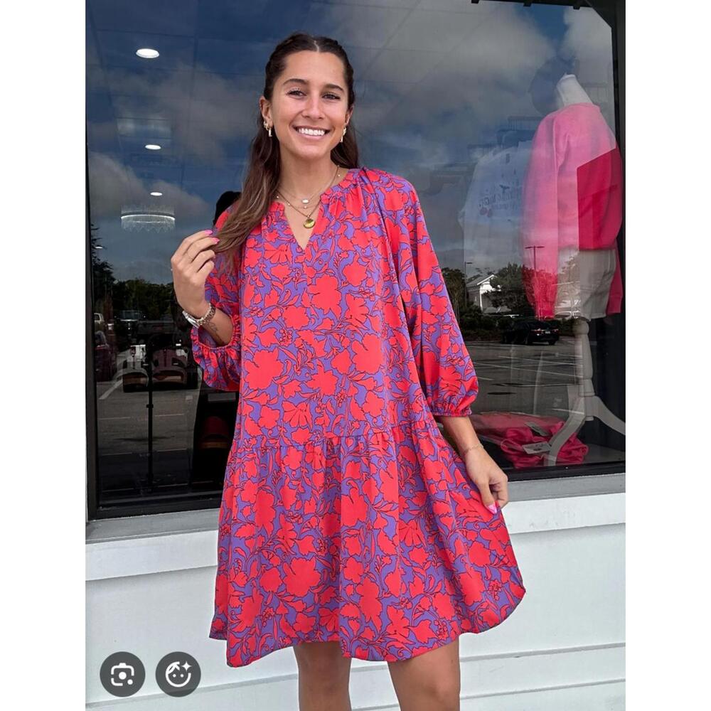 🩷4 for $35 🩷 easel Red and Purple Floral Mini Dress